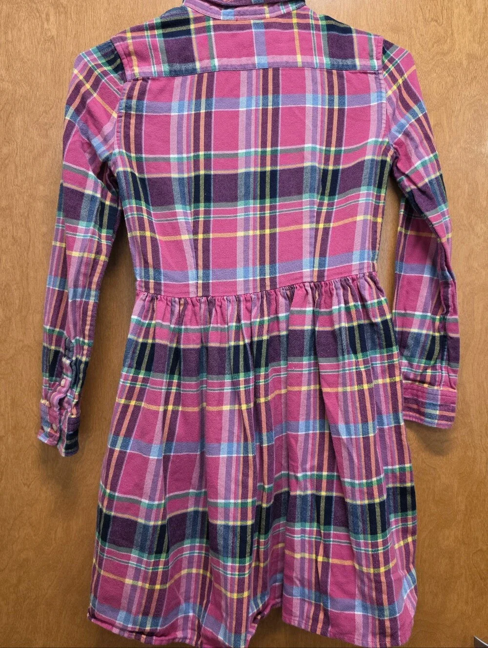Polo Ralph Lauren Girl's Pink Plaid Button-Down Shirt Dress Size 14